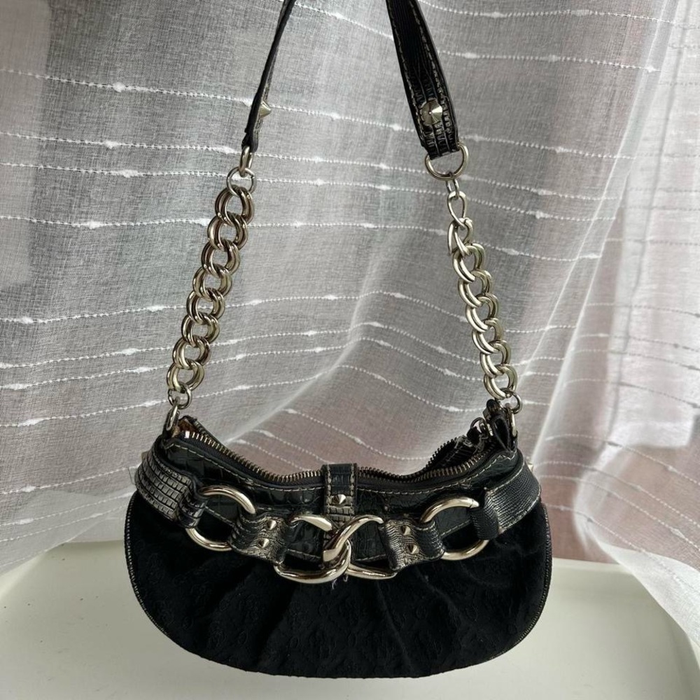 Guess Black and Silver Chain Shoulder Bag
